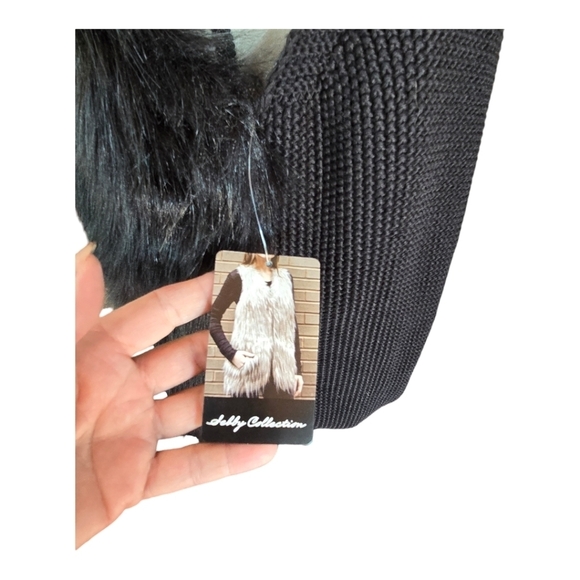 Sebby Collection Black Faux Fur Knit Vest L - Picture 8 of 11